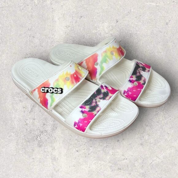 Crocs Classic Tie-dye Graphic Unisex Sandal Slide Men 9 Womens 11 - Picture 1 of 6